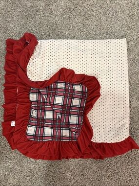 Sweet Honey - Red Ruffled Plaid & Polka Dot Throw Blanket